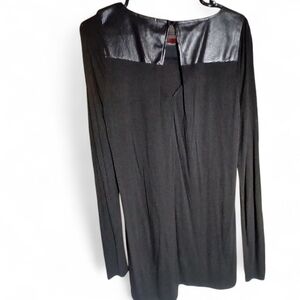 Ella Moss Black Long Sleeve Top with Leather Detail